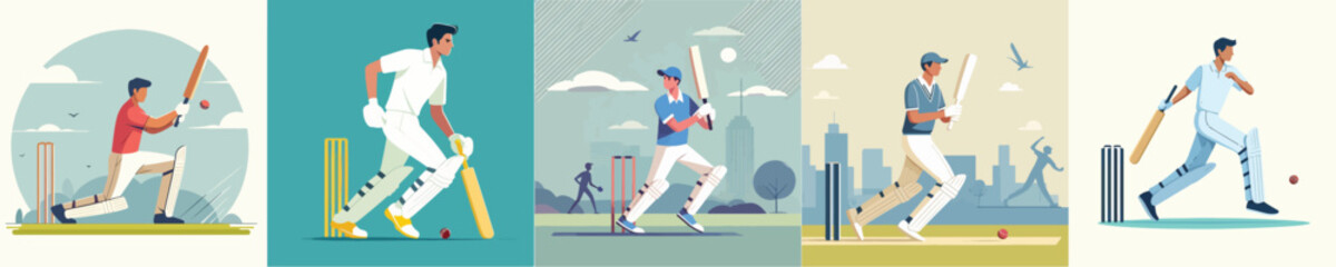 vector of young man playing cricket