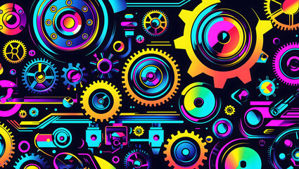 engine gear wheels, industrial background