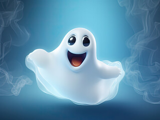Joyful Cartoon Ghost Halloween Illustration