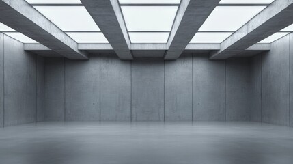 Empty Concrete Modern Architecture Interior Design. Minimalist Concrete Hallway. Spacious and Stylish Concrete Room. Contemporary Empty Space