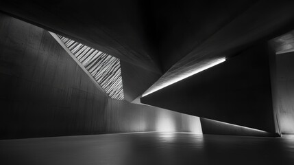 Modern Concrete Architecture Interior Design with Geometric Shapes and Light