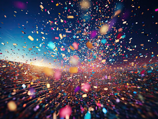 Colorful Confetti Explosion in a Festive Sky