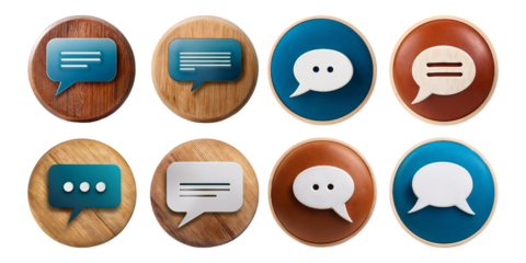 Colorful Communication Icons on Varied Backgrounds for Messaging, isolated on transparent background