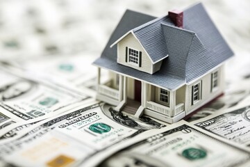 Home equity line of credit HELOC agreement with house and cash backdrop. Generative AI