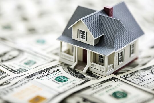 Home equity line of credit HELOC agreement with house and cash backdrop. Generative AI