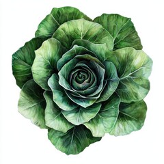 Obraz premium Lush Green Lettuce Plant with Leafy Texture and Detailed Foliage