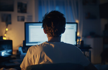 Working late at night in dim light