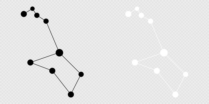 Puppis constellation map set. Vector illustration.