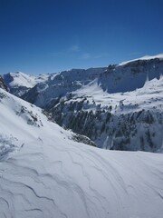 Wind blown powder high up in the San Juan Mountains in Colorado