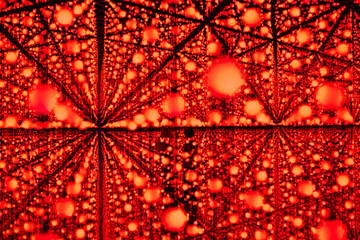 Red spotlights in a mirror abstract pattern textured background