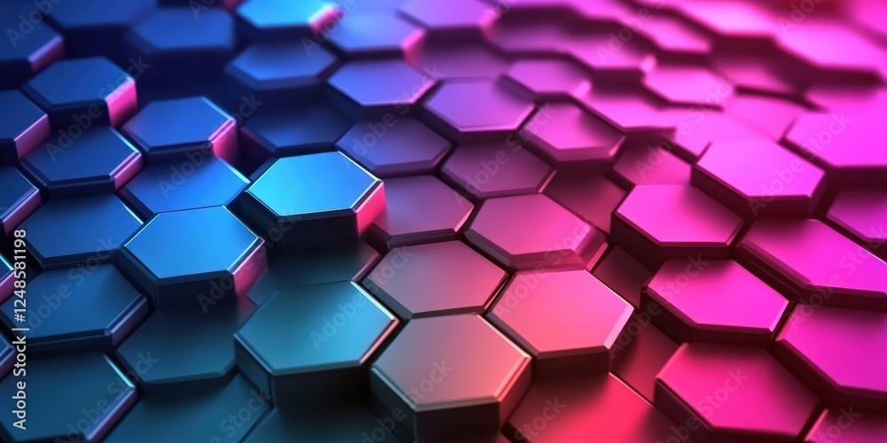 Sticker Colorful 3D Rendered Abstract Background with Bright Hexagons Creating Visual Depth and Dynamic Patterns in Vibrant Shades