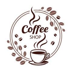 Coffee Shop Logo – Coffee cup, coffee beans, or steam design.