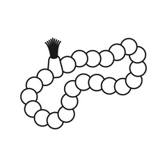 Vector illustration of prayer beads or tasbih in line art style isolated on white background