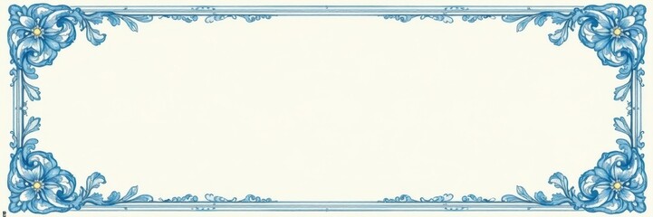 Intricate light blue floral border, classic certificate backdrop, achievement, classic design