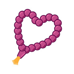 Vector illustration of prayer beads or tasbih in color isolated on white background