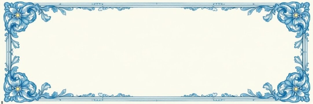 Intricate light blue floral border, classic certificate backdrop, achievement, classic design