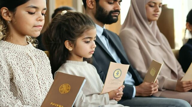 Refugee Family Celebrating Citizenship with New Passports
