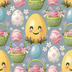easter, egg, spring, holiday, pattern, vector, decoration, illustration, celebration, eggs, flower, grass, season, seamless, cute, design, colorful, card, nature, wallpaper, green, cartoon, color, sym