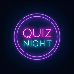 Quiz Night neon sign on dark background