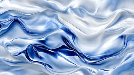 Obraz premium Abstract blue and white swirling waves, fluid texture background, design element