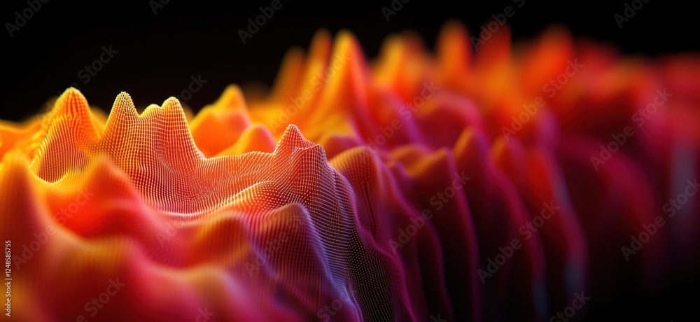 Poster colorful abstract wave pattern representing sound frequencies and digital art, copy space for text
