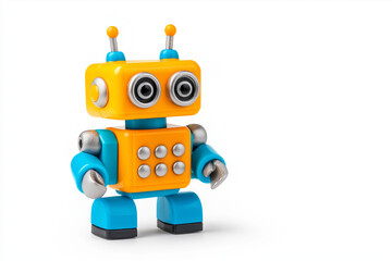 Toy robot, isolated on white background