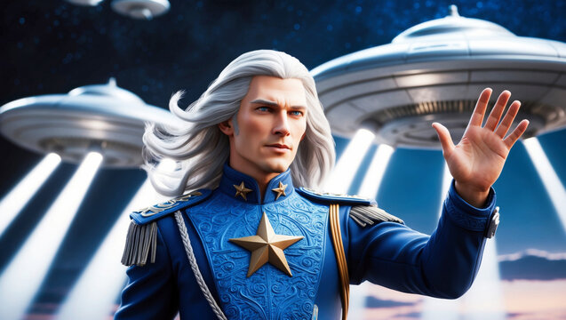 Ashtar, the pleiadian commander of the Silver Fleet, the military branch of the Galactic Federation of Light
