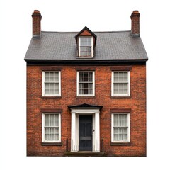 Obraz premium Traditional Two-Story Brick House with Classic Windows and Roof
