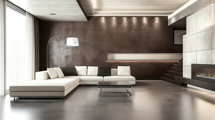 Modern Living Room with Concrete Walls: A Stunning Interior Design