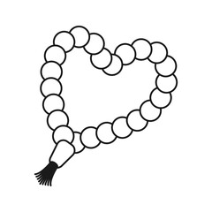 Vector illustration of prayer beads or tasbih in line art style isolated on white background