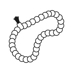 Vector illustration of prayer beads or tasbih in line art style isolated on white background