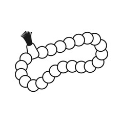 Vector illustration of prayer beads or tasbih in line art style isolated on white background
