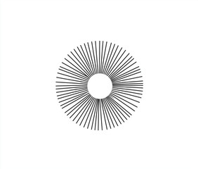 A simple vector logo made of black lines, depicting an elegant and abstract representation of the sun's rays forming a circle on a white background.