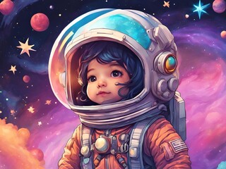 little girl in the space