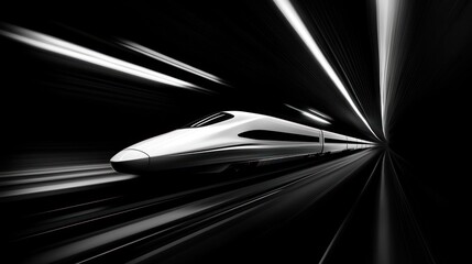 Fototapeta premium High-speed train entering a dark tunnel with motion blur