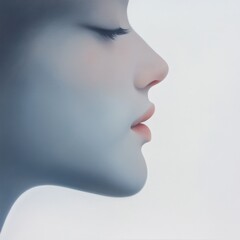 Obraz premium profile of a woman with closed eyes in a painting style.