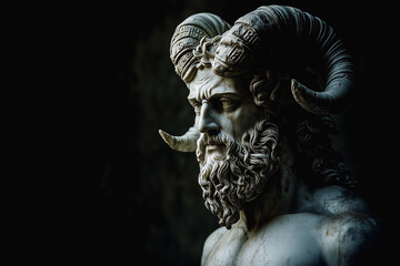 Obraz premium Pan (Faun) half-man-half-goat, god of forests, all nature. In anger, he sent people a feeling of horror, from which the terms 