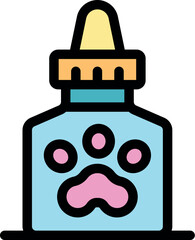 Pet medicine dropper bottle with a cute paw print icon, representing care and treatment for animals