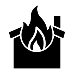 Burning House Glyph Icon Design