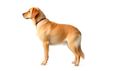 Obraz premium Side View A Standing Goldne Retriever Dog A White Background