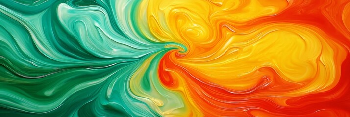 Obraz premium Abstract Liquid Colors, Red, Yellow, Turquoise Shades, Fluid Art Design, Vibrant Color Swirls