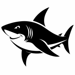 Shark vector black art animal silhouette on a white background