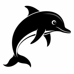 Obraz premium Dolphin vector black art animal silhouette on a white background.