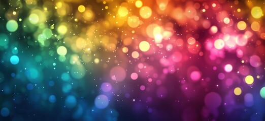 Colorful bokeh background with vibrant lights and soft focus effects, copy space for text