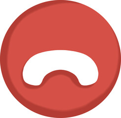Red telephone hang up button icon on transparent background