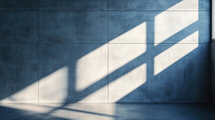 Fototapeta premium Sunlit Concrete Room: Architectural Light and Shadow Play