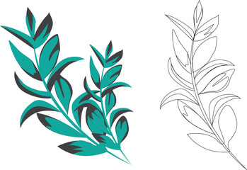 set of floral elements