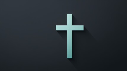Fototapeta premium Minimalist 3D cross design with shadow effects on a dark background for religious symbolism