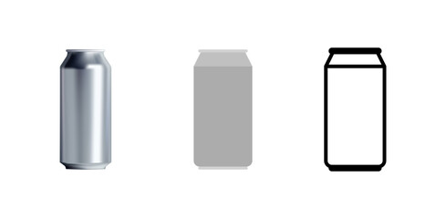 Vector illustration set of white blank aluminum.