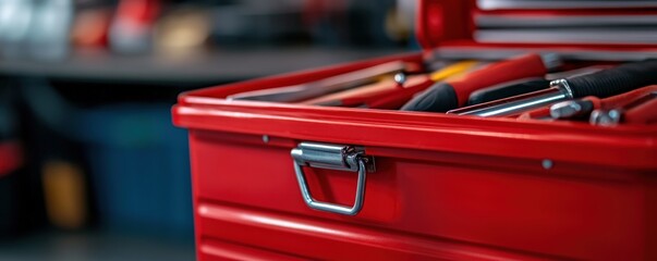 Red toolbox tools workshop garage repair